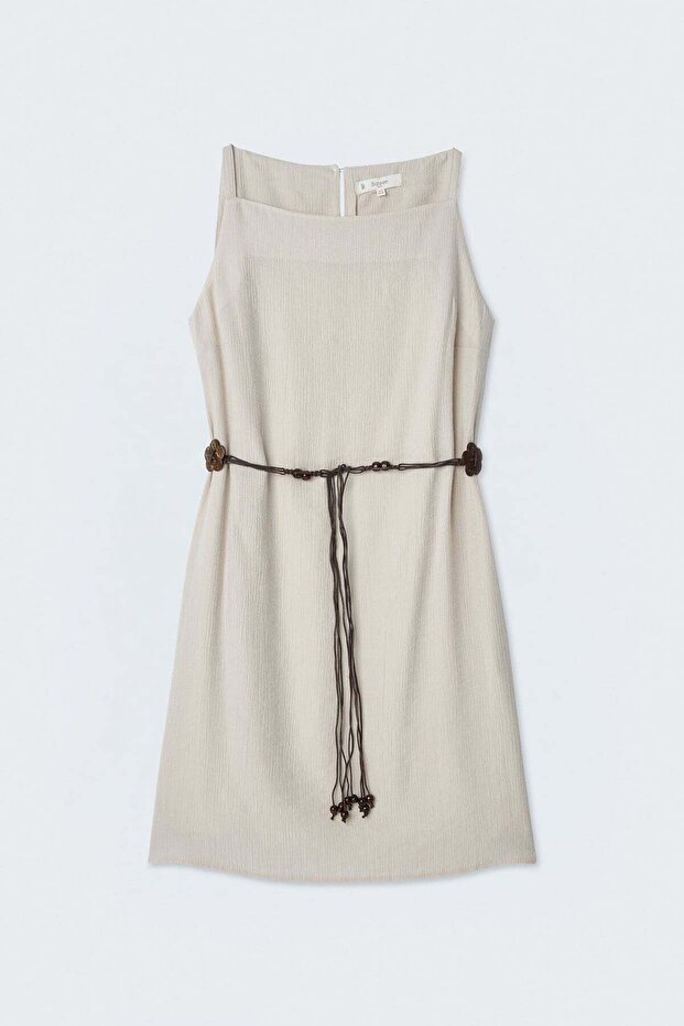 Rochie strălucitoare - Bej - 4