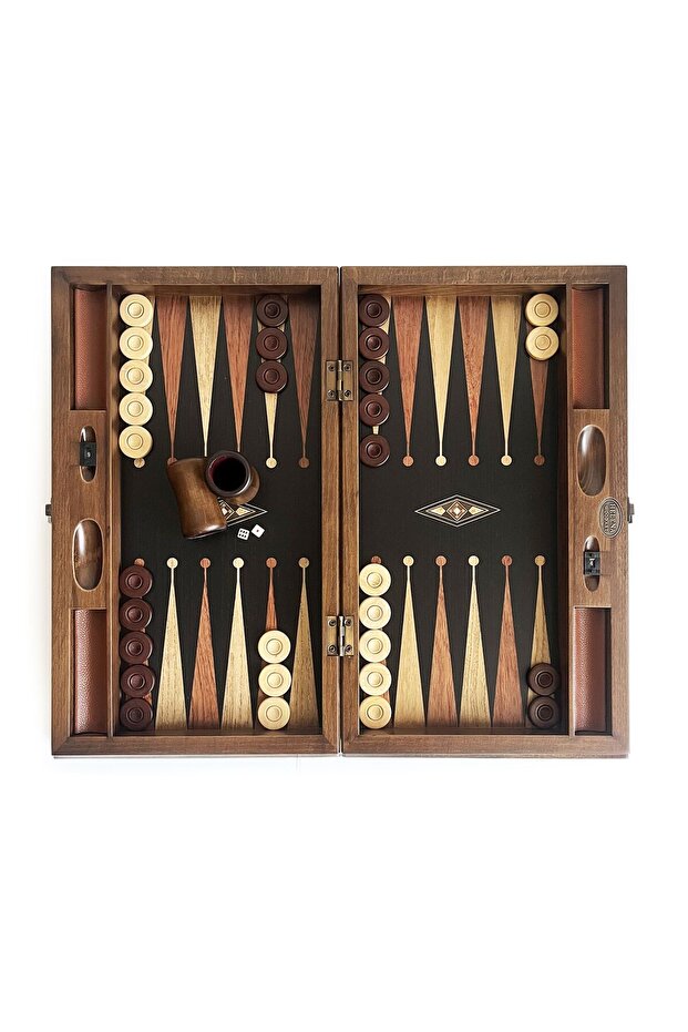 Black Mosaic Classic Large Backgammon Wood with Numerator