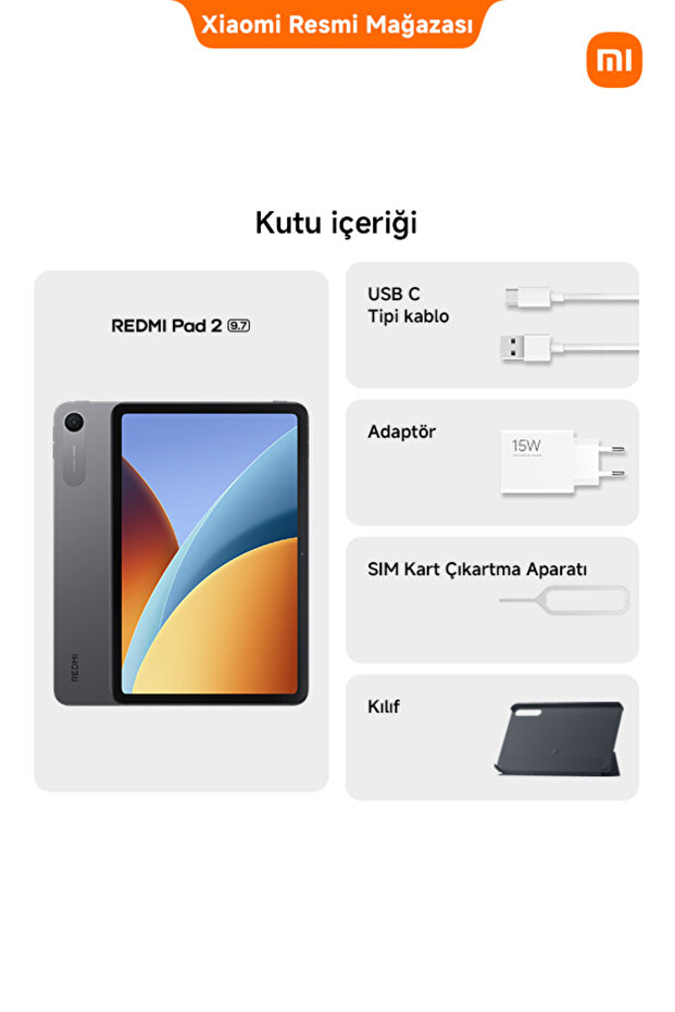 REDMI Pad 2 9.7 with Cover 4GB+128GB Gri(Xiaomi Türkiye Garantili) - 3