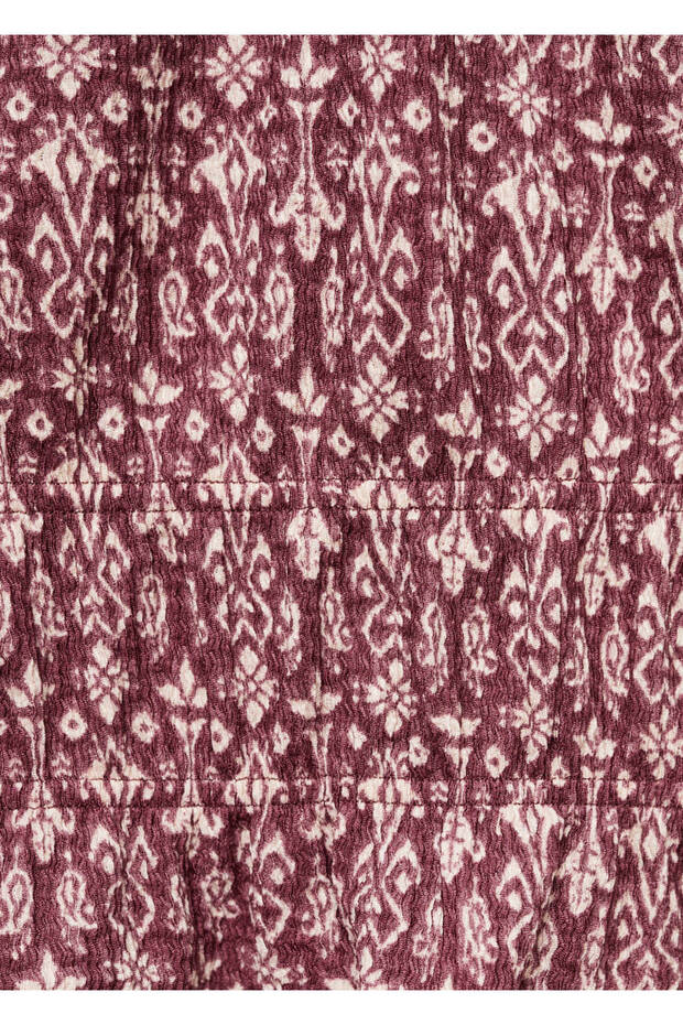 Gemusterte Bluse mit Raffungen - 7