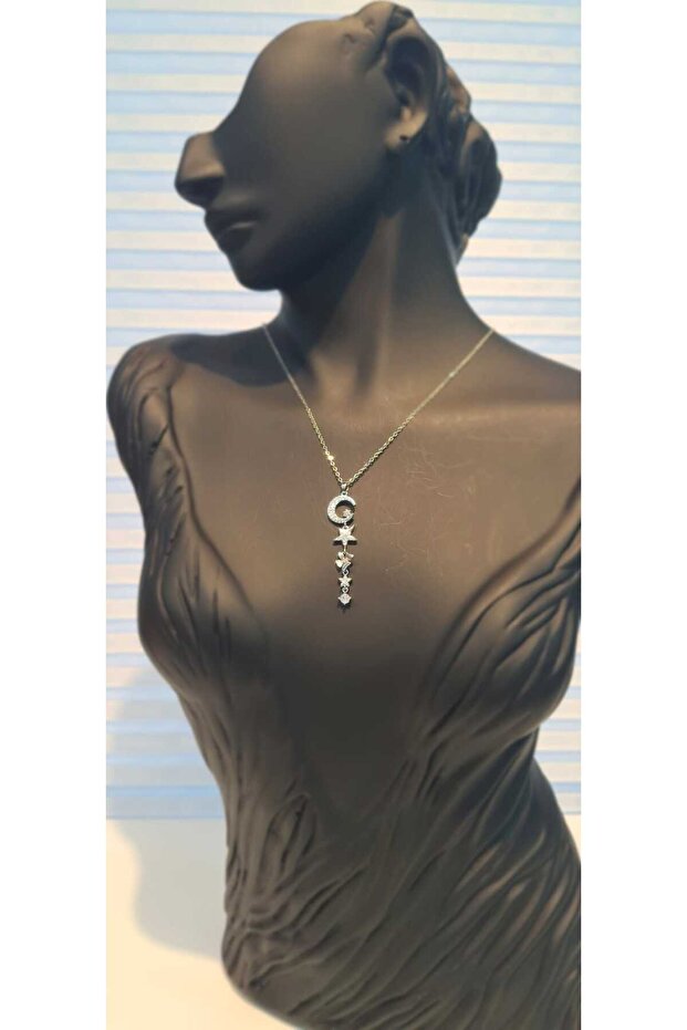 Zircon Stone Moon Star Necklace
