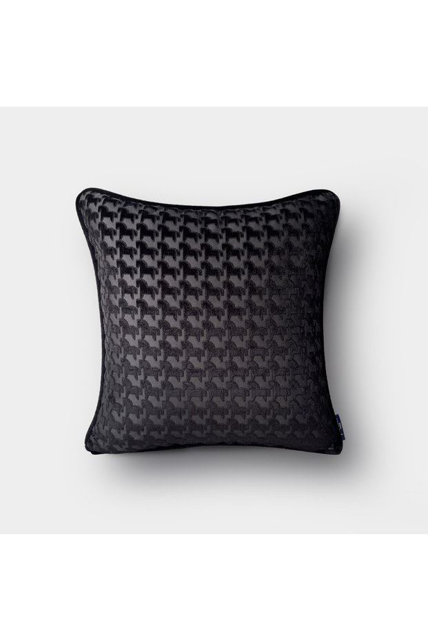 "Troya" Horse Figured Throw Pillow Cover - 45X45 - Black