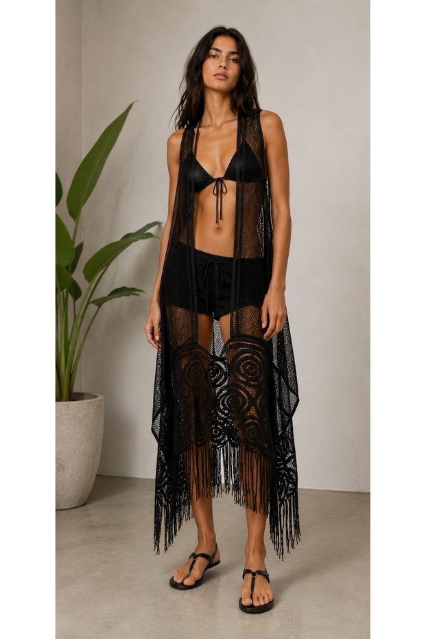 Women's Pareo Transparent Tasseled Summer Pareo