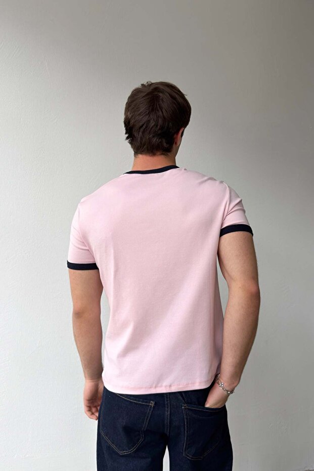 Collared Ribbed Basic T-Shirt - 3