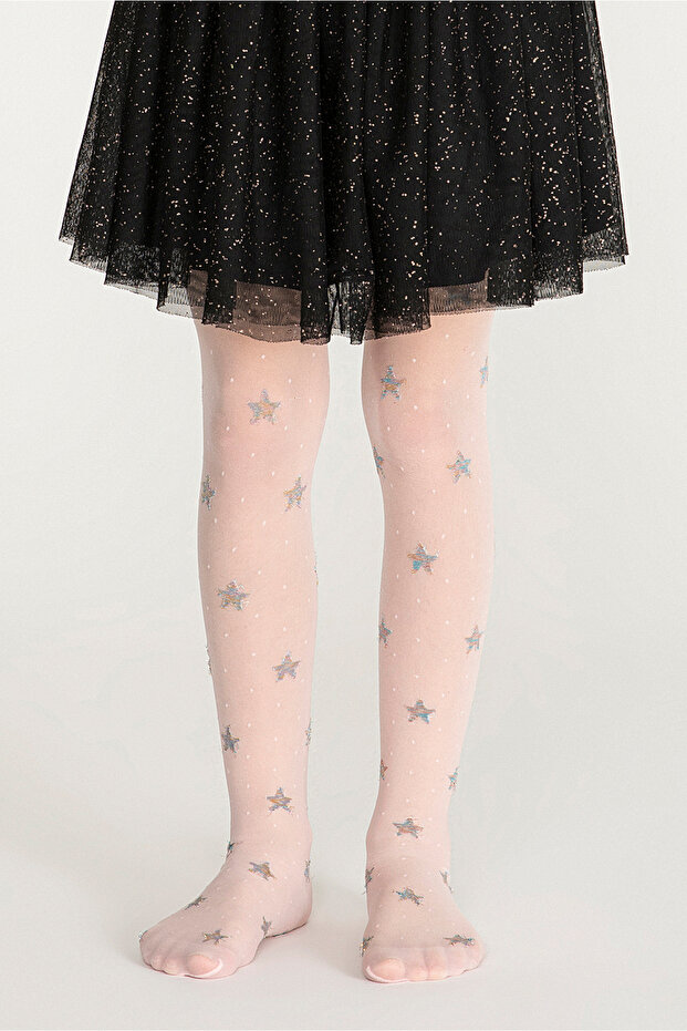 Pink Girls' Starry Dotted Pantyhose