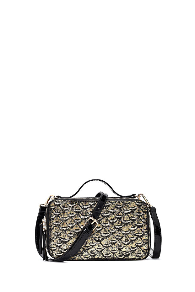 Women's Black Long Strap Patent Leather Mini Shoulder Bag 25Wbd266516