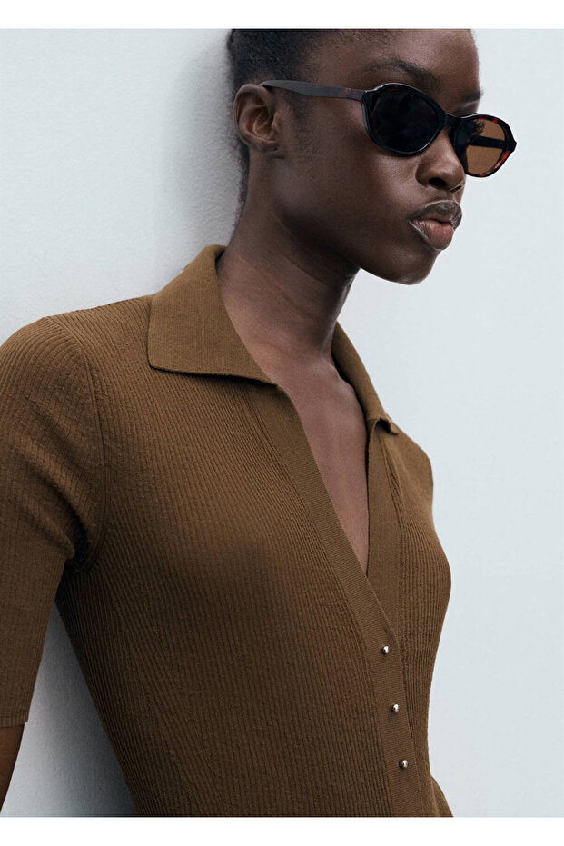 Polo Neck Rib Sweater - 6