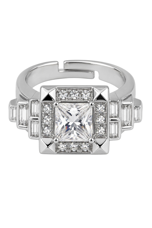 Diva Charm Kadı Square Baguette Ring