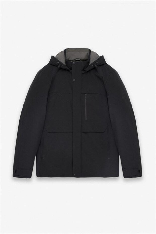 Siyah Slim Cepsiz Mont - 8