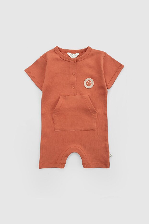Organic Cotton Baby Shorts Overalls Orange