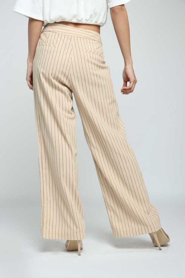 Striped Wide-Button Pants - 3