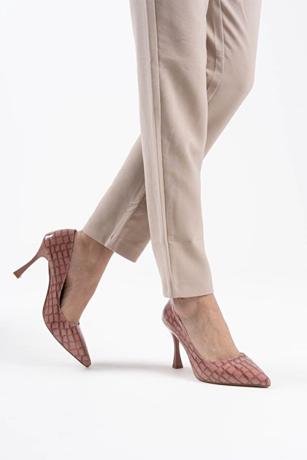 Women's Salmon Crocodile Patent Leather Stiletto Tr08Ms10B