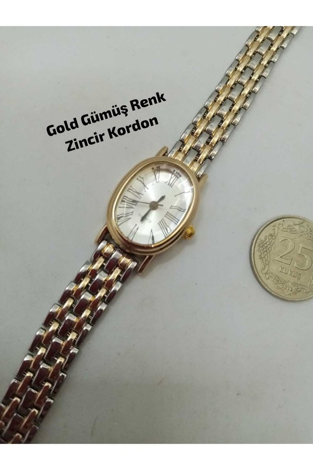 Trend Moda Gold Color Case - Gold Silver Color Steel Cord, Gold Color Cord, White Color Dial with Roman Numerals