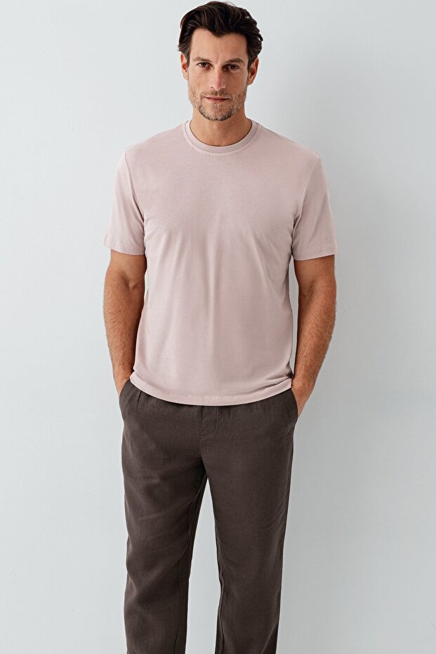 Men's 100% Cotton T-Shirt Beige