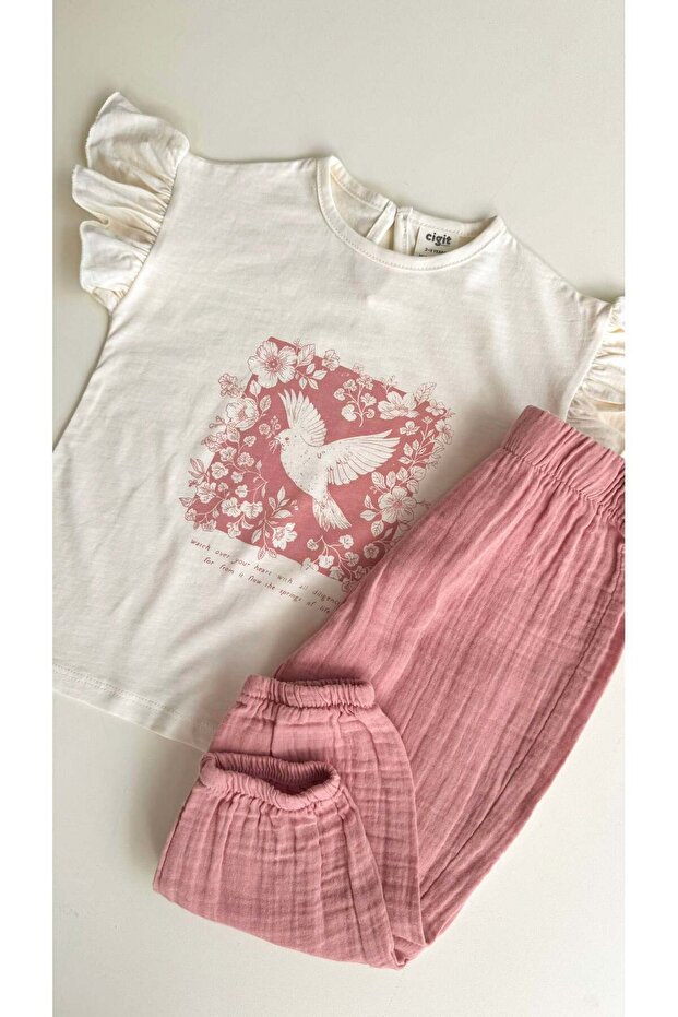Muslin Shalwar T-Shirt Set 2-10 Years Ecru