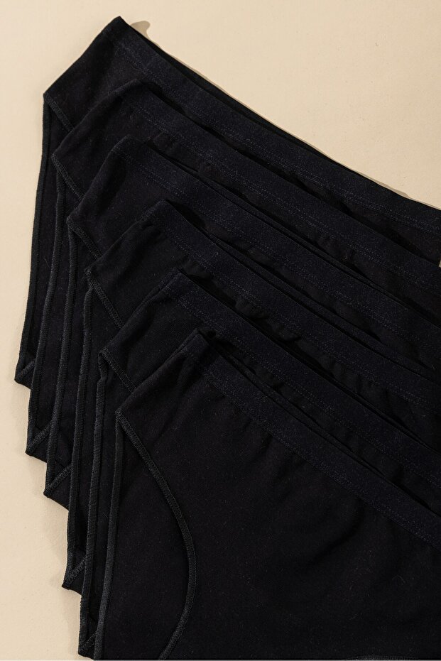 بيكيني قطني ليكرا للفتيات الصغيرات ملابس داخلية أساسية مسطحة 6'li Pack 5005 أسود