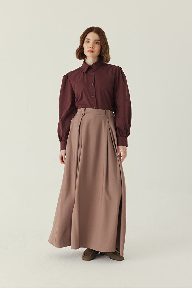 Double Pleated Tensel Skirt Mink