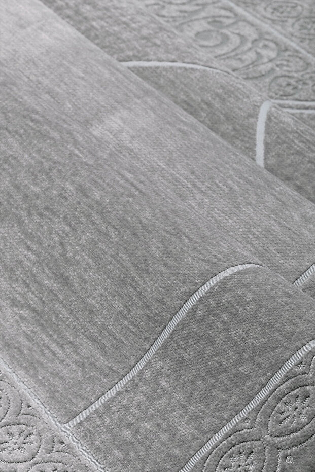 Gray Solid Color Embossed Special Woven Prayer Mat - 2