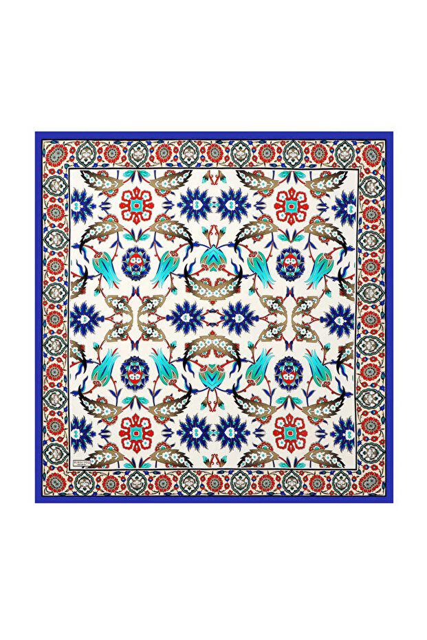 Eșarfă de mătase Saks Cream Efes Pattern - 1