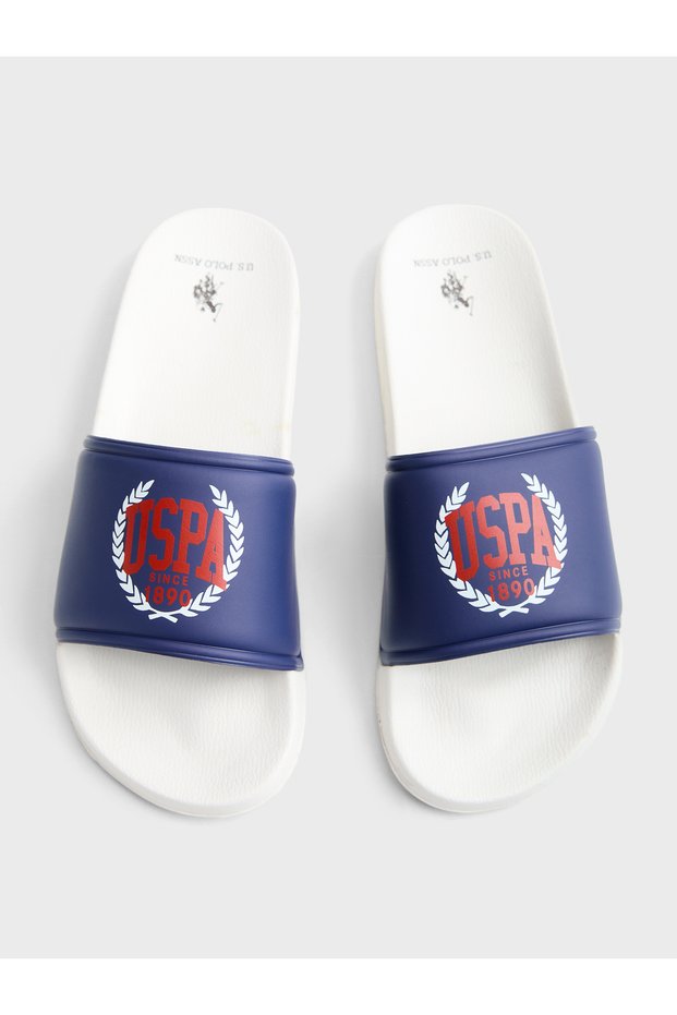 U.S.Polo Assn Kalkan Glb 4Fx White Navy Blue Daily Sports Beach Slippers