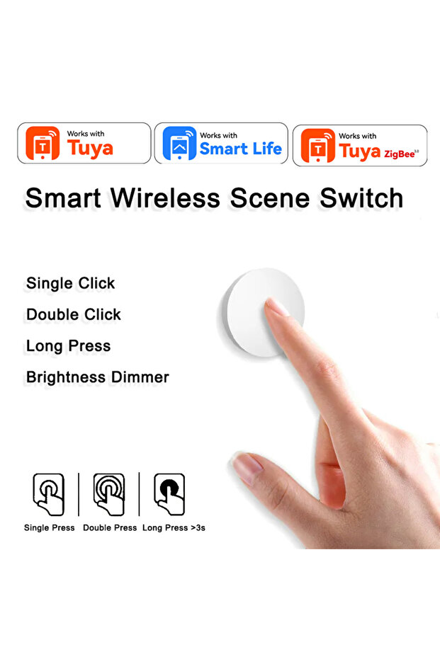 White for Tuya ZigBee Smart Button Scene Switch Wireless Remote Controller Multi-scene Linkage Switc - 1