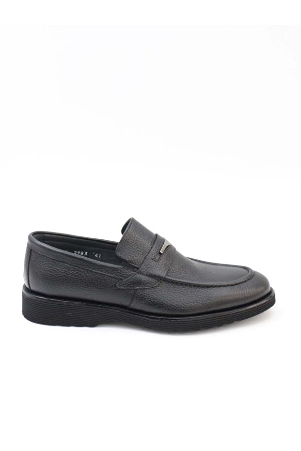 2893 Black Genuine Leather Eva Sole Moccasin Men's Shoes