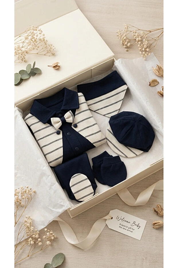 • Babynova Tuxedo Style 5 Piece Baby Boy Set with Bow Tie and Hat