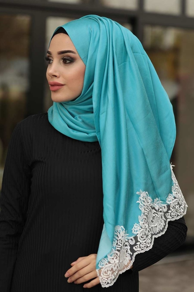 Lace Silk Look Shawl Product Code 1228