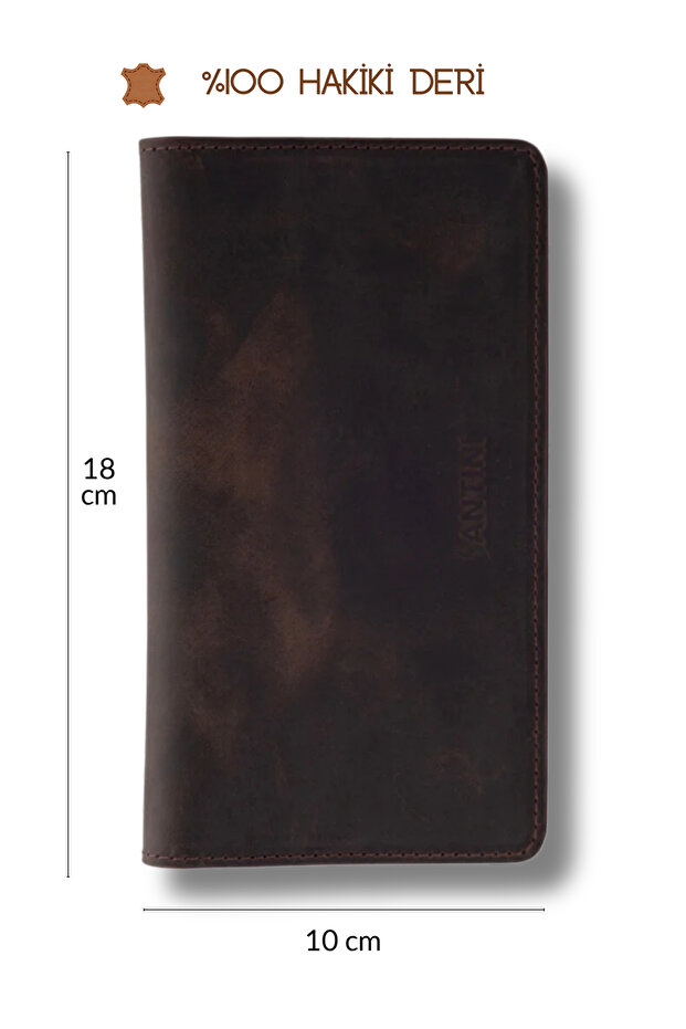Wallet Men's Genuine Leather Men's Card Holder Functional Long Wallet Phone Coin Purse - Brown Rover