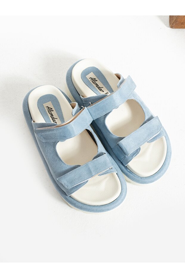Morly Baby Blue Velcro Women's Sandals