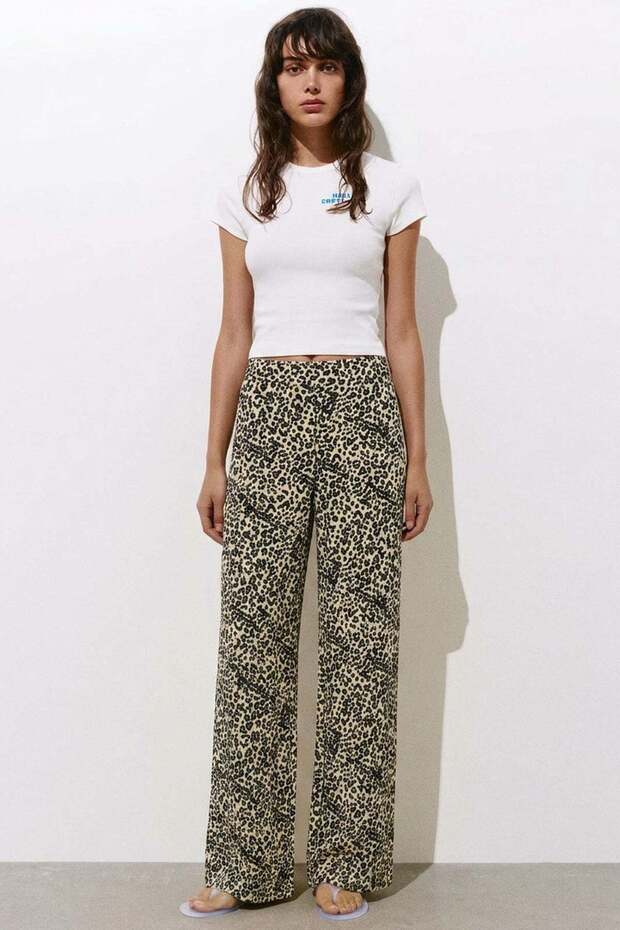 Comfortable Fit High Waist Wide-Leg Viscose Mix Women's Trousers