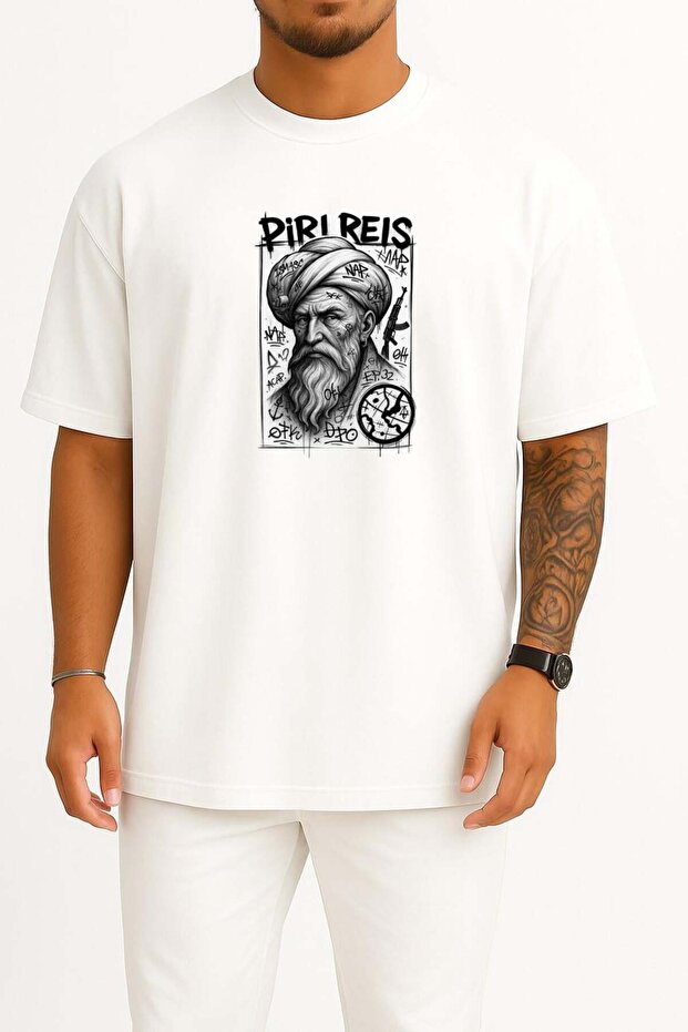 Oversized Piri Reis World Map Chest Printed Unisex T-Shirt