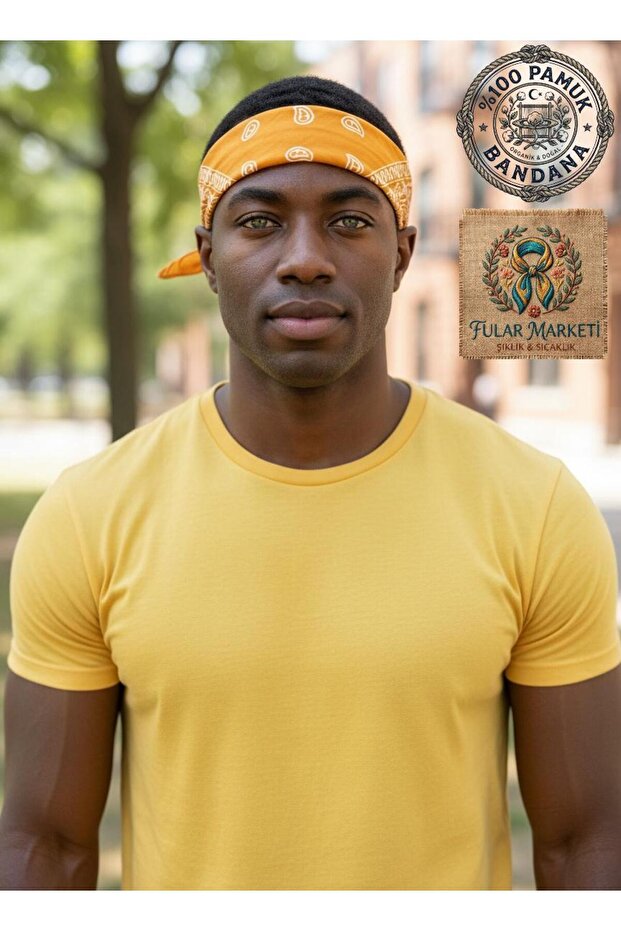 Add 4 to the Cart, Pay for 3. Campaign: 100% Cotton Ethnic Patterned Bandana - Mustard