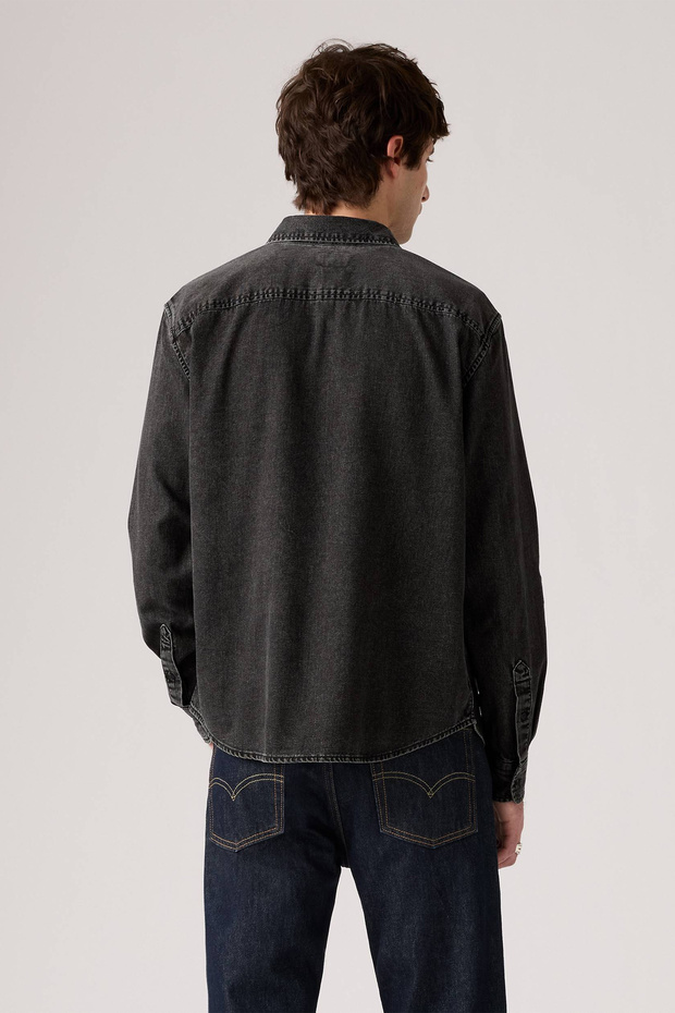 Erkek Authentic Button Down Siyah Kot Gömlek-A7210-0038 - 3
