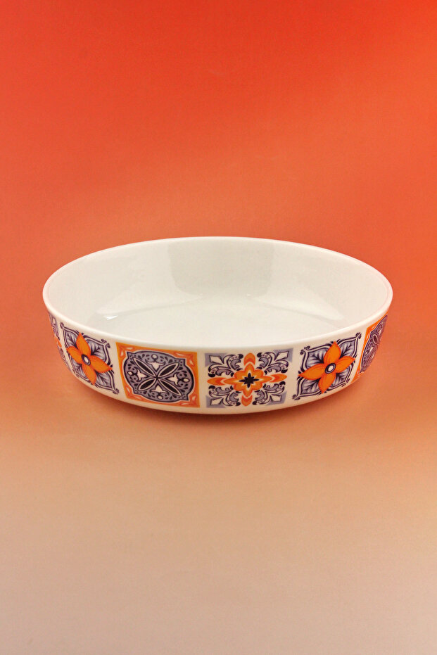 Orange Tile Porcelain Salad Bowl