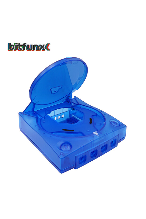 غطاء بلاستيكي بديل شفاف من Bitfunx باللون الأزرق لجهاز SEGA Dreamcast DC Retro Vide