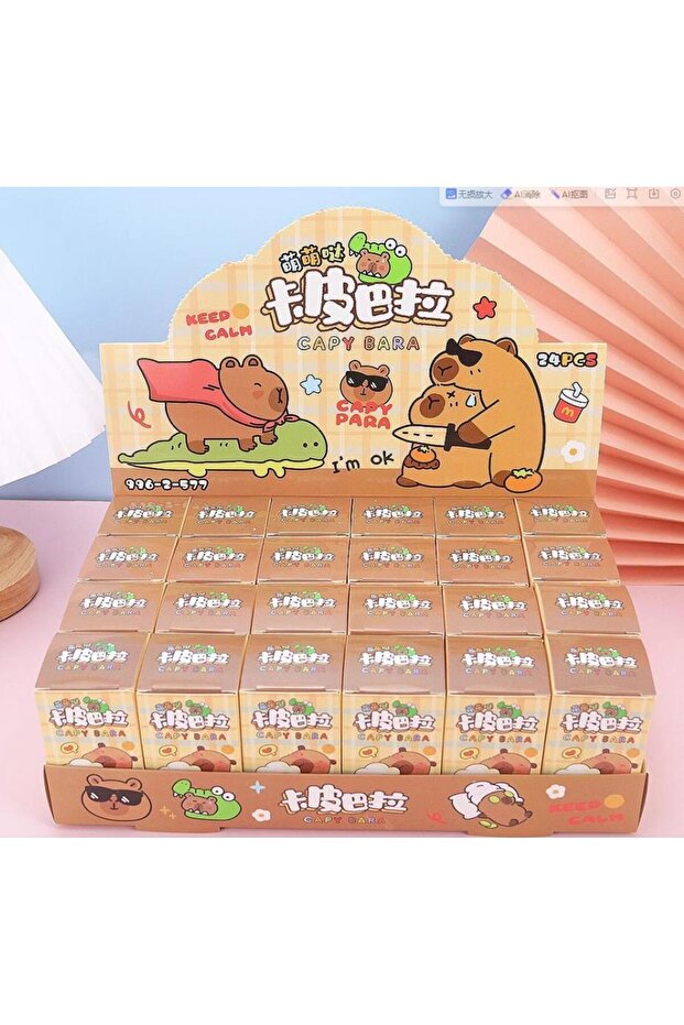 24pcs with box Surprised Blind Box Capybara Doll Toy Key Chain Children's Hole Music Lottery Decompr