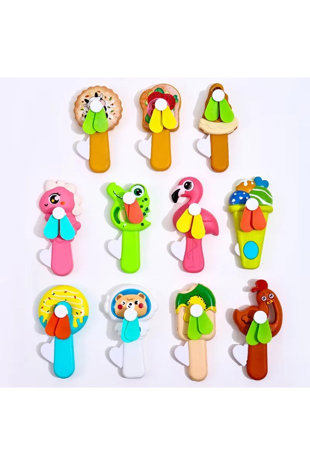 5pcs random color Cute Cartoon Hand Press Fan Portable Mini Summer Cooling Gadget for Adults Outdoor