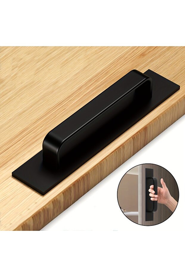black Self-Stick Adhesive Cabinet Handles Stainless Steel No-Drilling Easy Installation for Cabinet