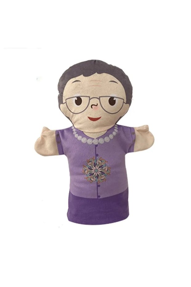 25cm Grandma Family Hand Puppet Grandparents Parents Son Daughter Doll Plush Gloves Parent-child Int