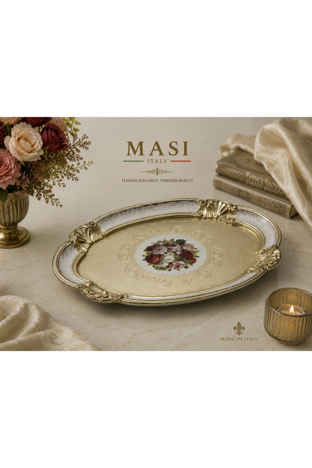 صينية قهوة بيضاوية MASI MS47 مقاس 30*22 عاجي