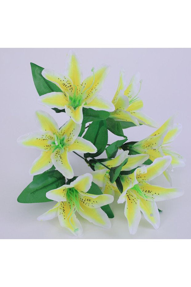 Yellow 7 Heads Artificial Lily Flowers European Multicolor Fake Bridal Flower Bouquet Wedding Home P