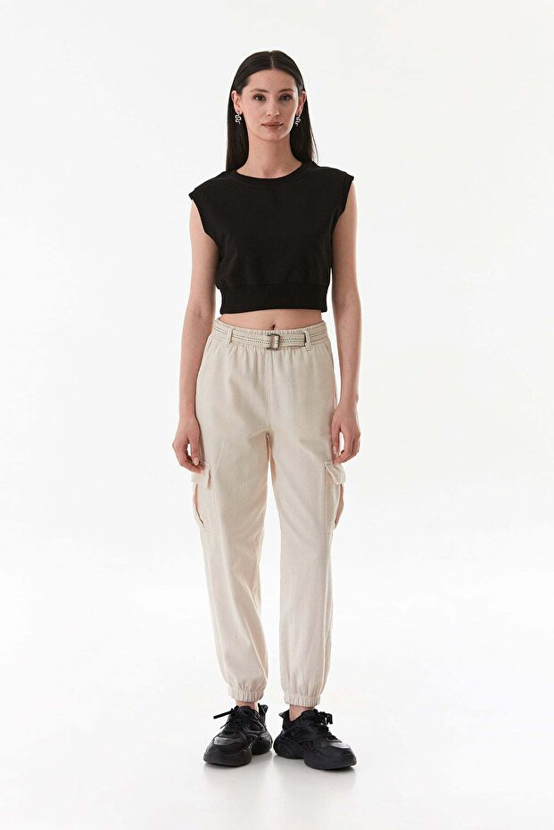 Belted Cargo Pocket Jogger Pants