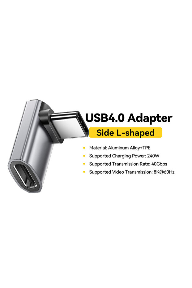 محول USB4.0 على شكل حرف L بسرعة 40 جيجابت في الثانية، محول OTG للشحن السريع بقدرة 240 واط، محول USB بزاوية 90 درجة