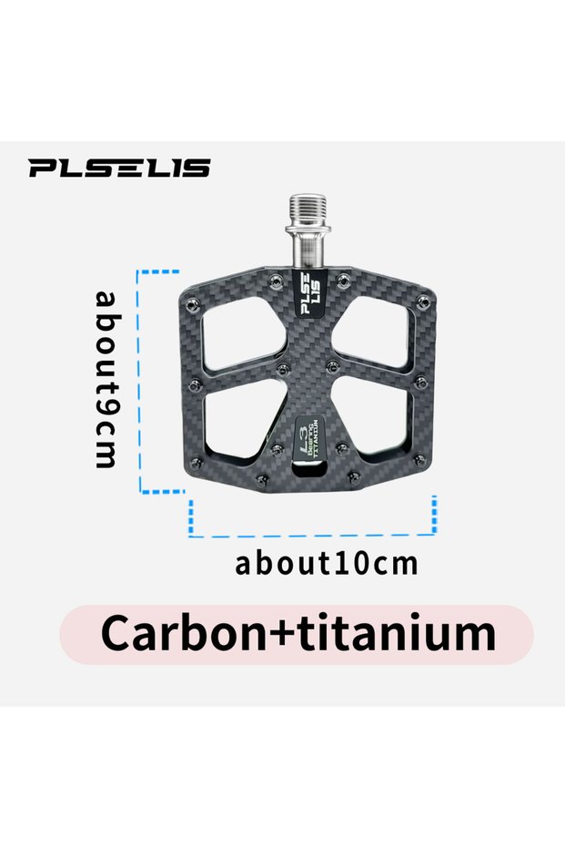 Titanium shaft PLSELIS Carbon Fiber Bicycle Pedal 100*90mm 130g Carbon Fiber Mountain Bike Pedal Tri