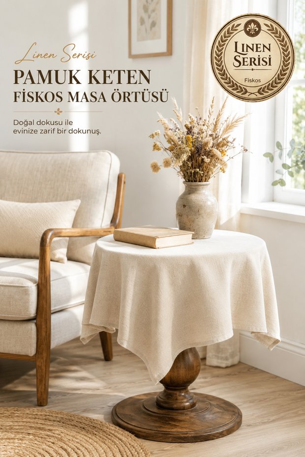 Linen | Vintage Fiskos and Tablecloth Authentic Linen Rustic Coffee Corner and Dresuar Cover