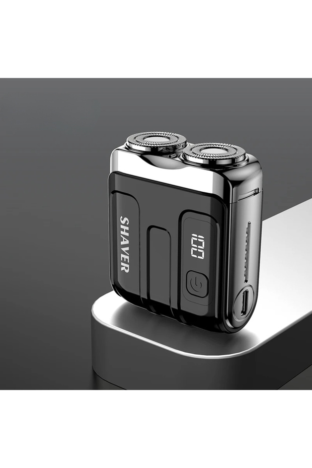 black Mini Electric Smart Shaver Household Car Shaver Digital Display Dual Blade Rechargeable Shaver