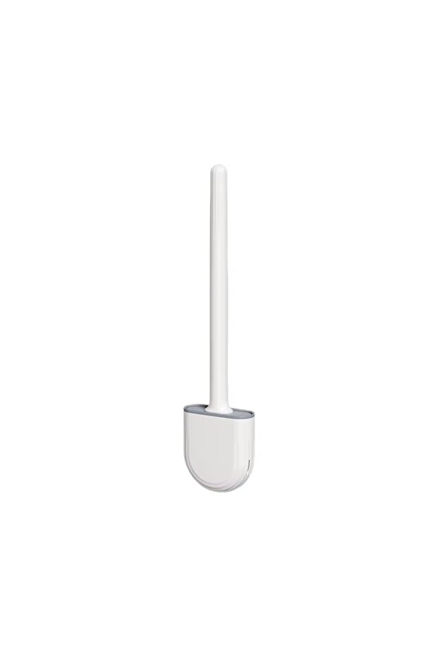 white 1 Wall Hanging Long Handle Toilet Brush, Silicone Cleaning Brush, Durable, Easy To Clean, Suit