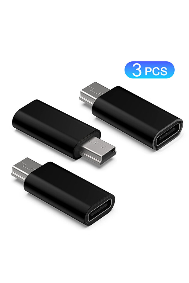 3 قطع محول USB نوع C إلى Mini USB (2/3 قطع) - محول USB-C أنثى إلى MiniUSB ذكر للشحن ونقل البيانات