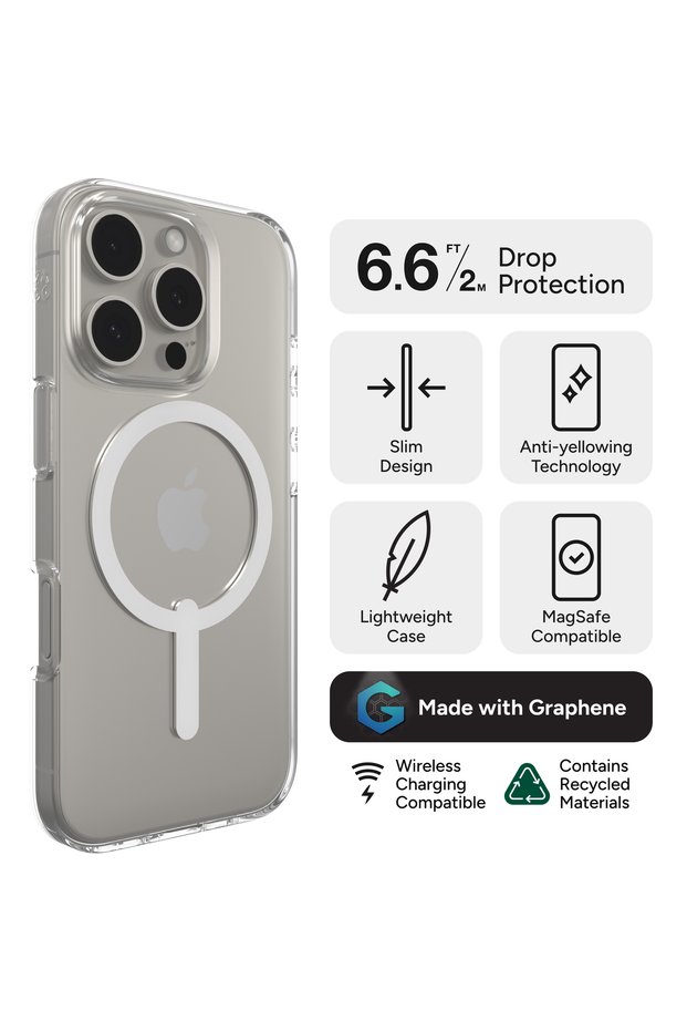 Crystal Palace Lite Snap Case for iPhone 16 Pro Max – MagSafe Compatible, Graphene Reinforced, Ultra-Thin, Shockproof, Anti-Yellowing & Scratch-Resistant (Transparent)